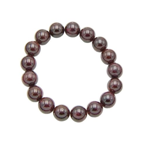 Bracelet Grenat rouge - Pierres boules 10mm - 18 cm- Fermoir or