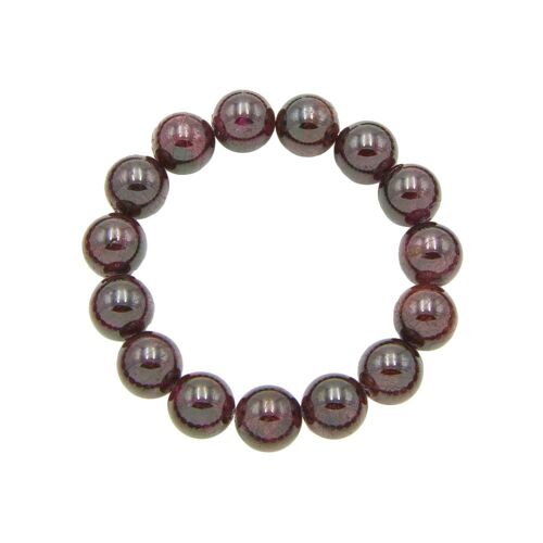 Bracelet Grenat rouge - Pierres boules 12mm - 18 cm- Fermoir argent