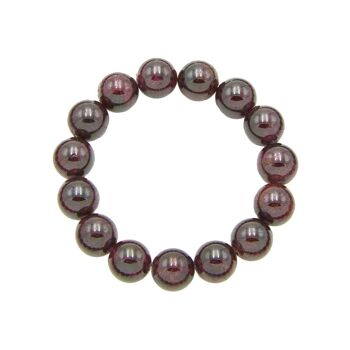 Bracelet Grenat rouge - Pierres boules 12mm - 18 cm- Fermoir or 1