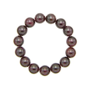 Bracelet Grenat rouge - Pierres boules 12mm - 20 cm- Fermoir argent 2