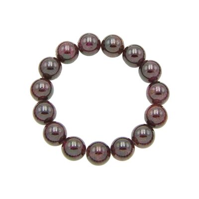 Bracciale granato rosso - Pietre a sfera 12mm - 22 cm - Chiusura in argento