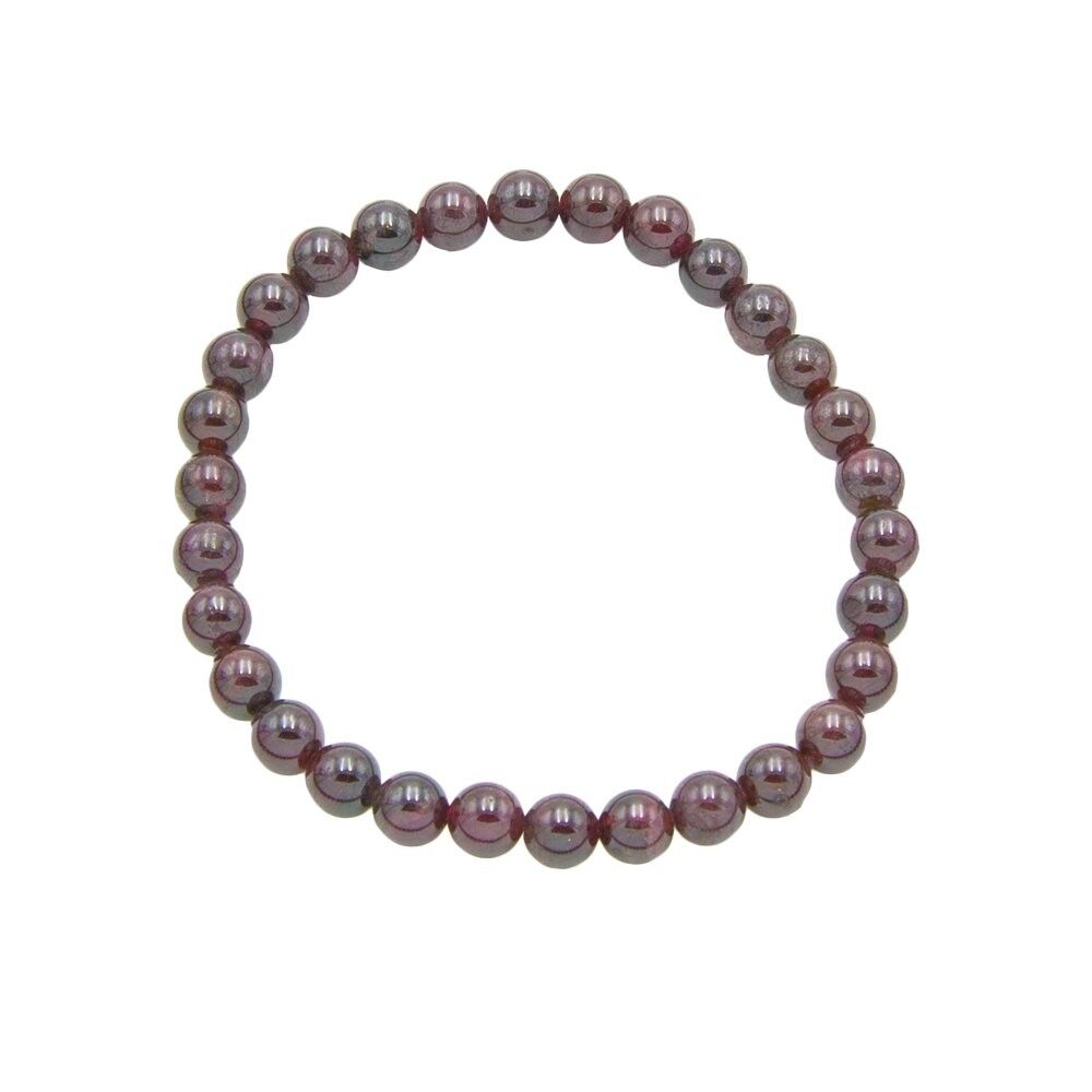 Red garnet bracelet - 6mm ball stones - 20 cm - Silver clasp