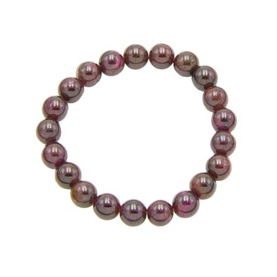 Bracciale granato rosso - Pietre a sfera 8mm - 18 cm - Chiusura in argento