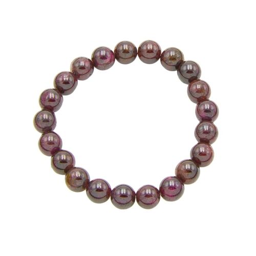 Bracelet Grenat rouge - Pierres boules 8mm - 20 cm- Sans fermoir