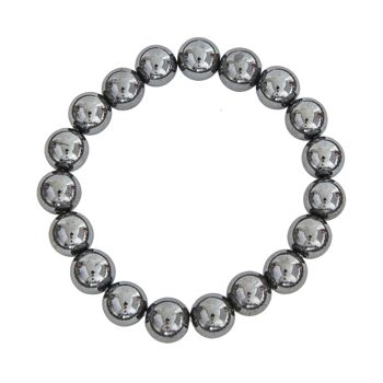 Bracelet Hématite - Pierres boules 10mm - 22 cm- Fermoir argent 1