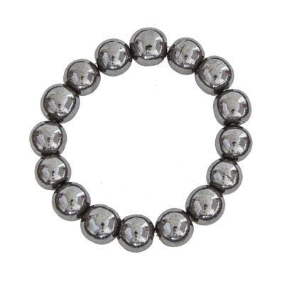 Bracelet Hématite - Pierres boules 12mm - 18 cm- Fermoir or