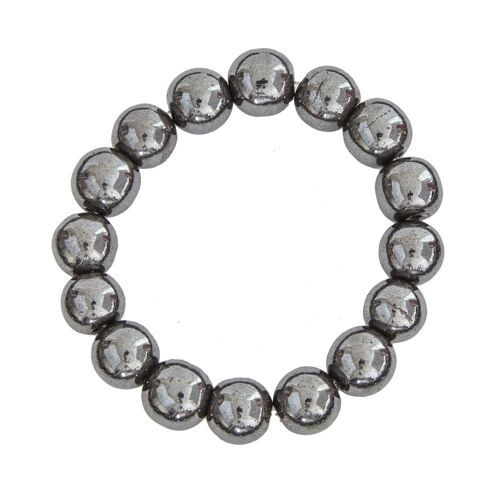 Bracelet Hématite - Pierres boules 12mm - 20 cm- Fermoir argent