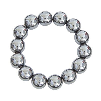 Bracciale in ematite - Pietre a sfera da 14 mm - 20 cm - Chiusura in argento