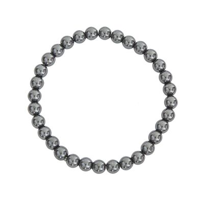 Hematite bracelet - 6mm ball stones - 18 cm - Gold clasp