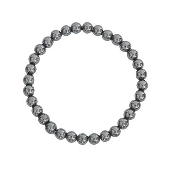 Bracelet Hématite - Pierres boules 6mm - 18 cm- Fermoir or 1