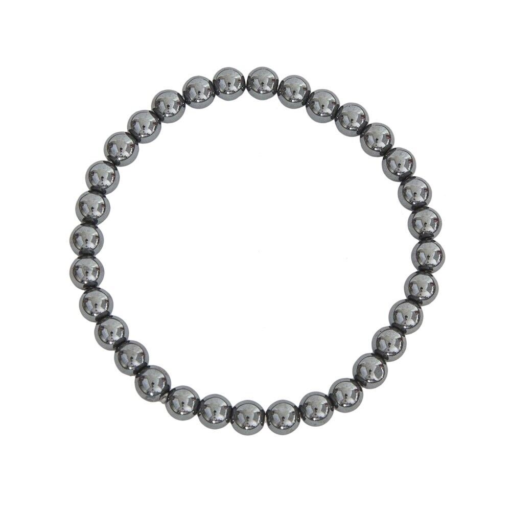 Bracciale in ematite - Pietre a sfera da 6 mm - 22 cm - Senza chiusura