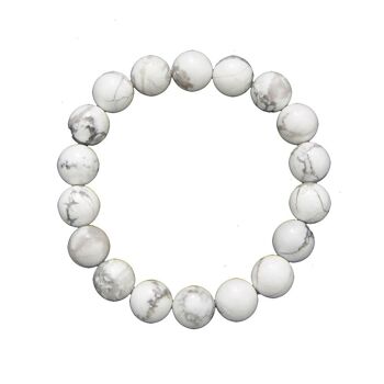 Bracelet Howlite - Pierres boules 10mm - 18 cm- Fermoir or 1