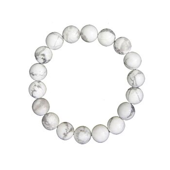 Bracelet Howlite - Pierres boules 10mm - 18 cm- Fermoir or 2