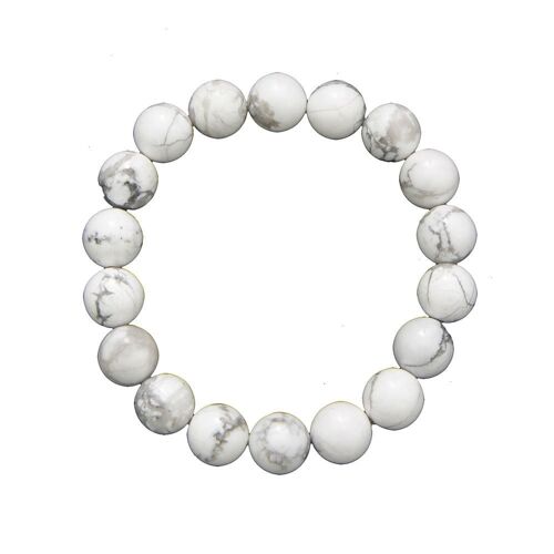 Bracelet Howlite - Pierres boules 10mm - 18 cm- Sans fermoir