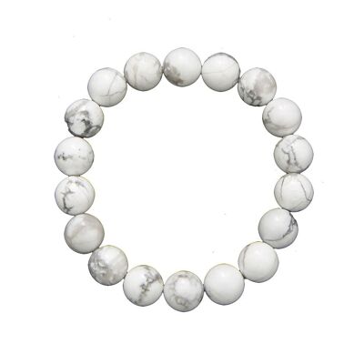 Bracciale Howlite - Pietre a sfera da 10 mm - 20 cm - Chiusura in argento