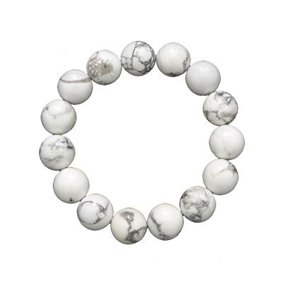 Bracciale Howlite - Pietre a sfera da 12 mm - 22 cm - Chiusura in oro