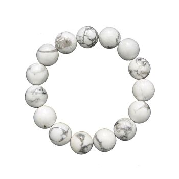 Bracelet Howlite - Pierres boules 12mm - 22 cm- Sans fermoir 1