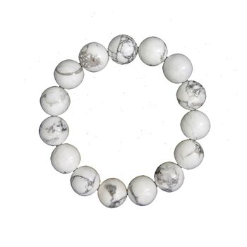 Bracelet Howlite - Pierres boules 12mm - 22 cm- Sans fermoir 2