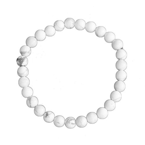 Bracelet Howlite - Pierres boules 6mm - 18 cm- Sans fermoir