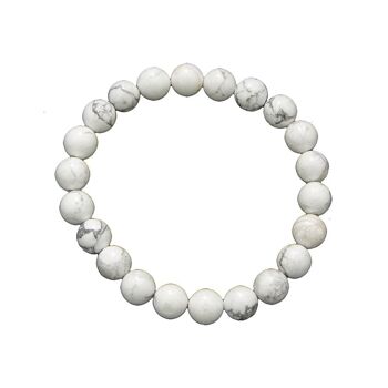 Bracelet Howlite - Pierres boules 8mm - 18 cm- Fermoir argent 1