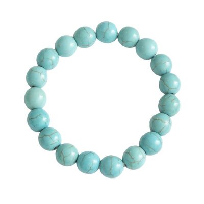 Bracelet Howlite bleue - Pierres boules 10mm - 18 cm- Fermoir argent