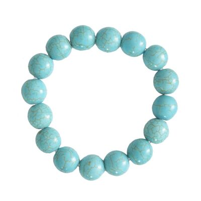 Bracelet Howlite bleue - Pierres boules 12mm - 18 cm- Sans fermoir