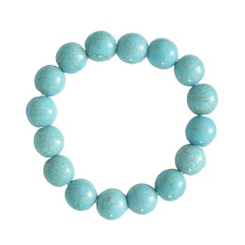 Bracelet Howlite bleue - Pierres boules 12mm - 20 cm- Fermoir or 1