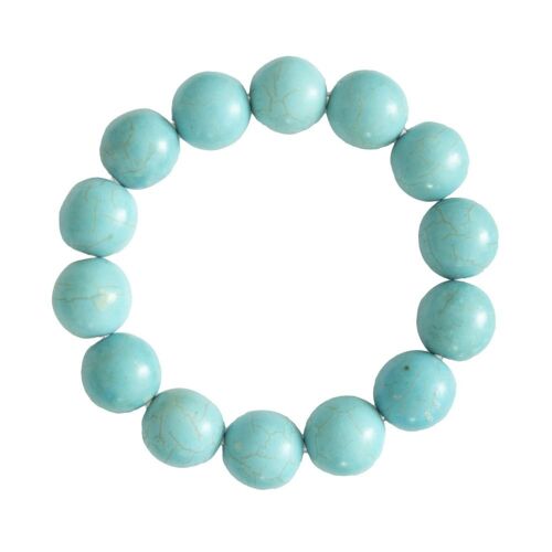 Bracelet Howlite bleue - Pierres boules 14mm - 18 cm- Fermoir or