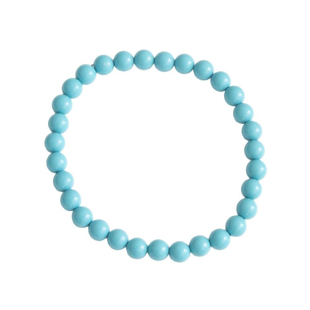 Bracelet Howlite bleue - Pierres boules 6mm - 18 cm- Fermoir argent