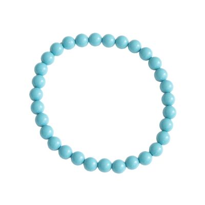 Bracelet Howlite bleue - Pierres boules 6mm - 20 cm- Fermoir or