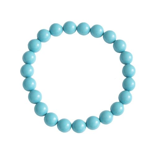 Bracelet Howlite bleue - Pierres boules 8mm - 18 cm- Fermoir argent