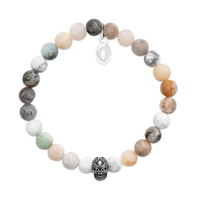 Howlite, Agate and Skull Bracelet "For Him"