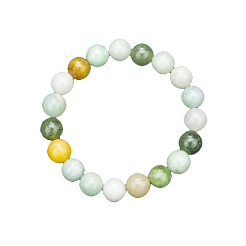 Bracelet Jade de birmanie - Pierres boules 10mm - 18 cm- Fermoir argent