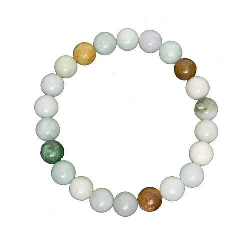 Bracelet Jade de birmanie - Pierres boules 8mm - 18 cm- Fermoir argent