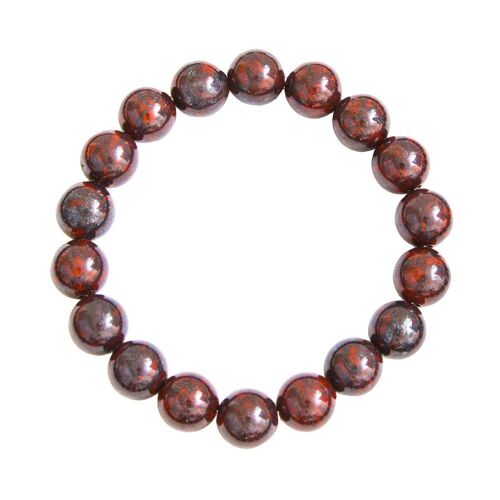 Bracelet Jaspe bréchique - Pierres boules 10mm - 18 cm- Fermoir or