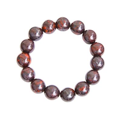 Bracelet Jaspe bréchique - Pierres boules 12mm - 18 cm- Fermoir or