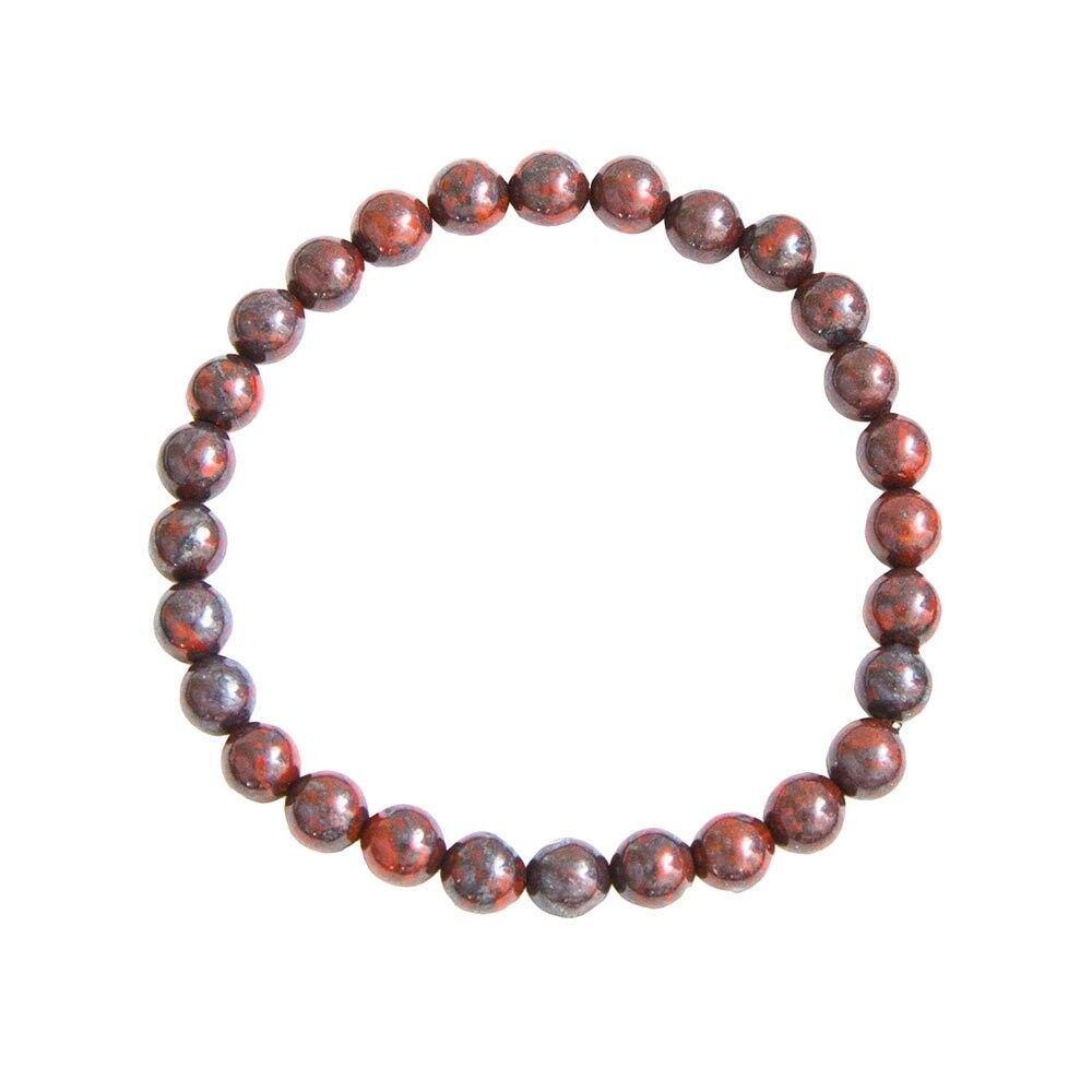 Bracelet Jaspe bréchique - Pierres boules 6mm - 18 cm- Sans fermoir