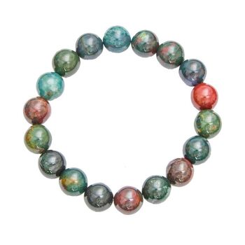 Bracelet Jaspe héliotrope - Pierres boules 10mm - 18 cm- Fermoir or 1