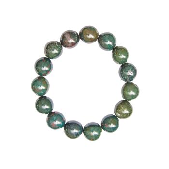 Bracelet Jaspe héliotrope - Pierres boules 12mm - 20 cm- Fermoir argent 2