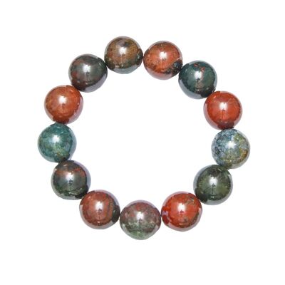 Bracciale Heliotrope Jasper - Pietre a sfera 14mm - 18 cm - Chiusura in argento