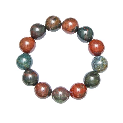 Bracelet Jaspe héliotrope - Pierres boules 14mm - 18 cm- Sans fermoir