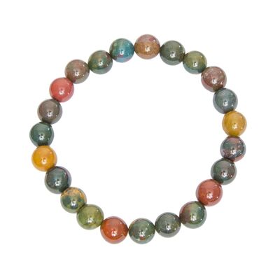 Bracelet Jaspe héliotrope - Pierres boules 8mm - 18 cm- Sans fermoir