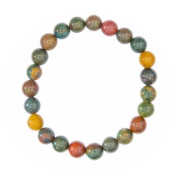 Bracelet Jaspe héliotrope - Pierres boules 8mm - 18 cm- Sans fermoir 2