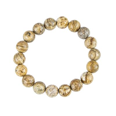 Pulsera jaspe paisaje - piedras bola 10mm - 18 cm - cierre oro