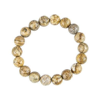 Landscape Jasper bracelet - 10mm ball stones - 20 cm - Gold clasp