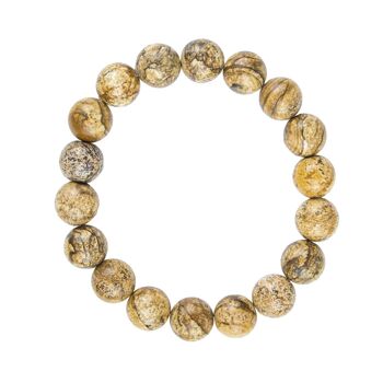 Bracelet Jaspe paysage - Pierres boules 10mm - 20 cm- Sans fermoir 2