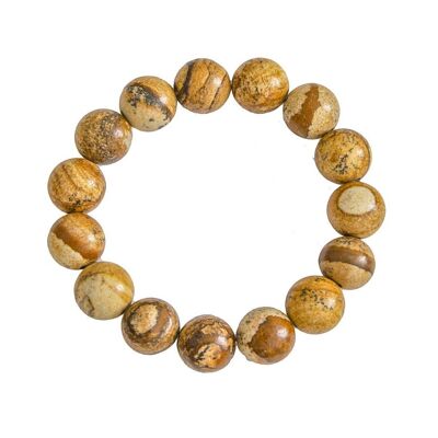Jasper landscape bracelet - 12mm ball stones - 18 cm - Gold clasp