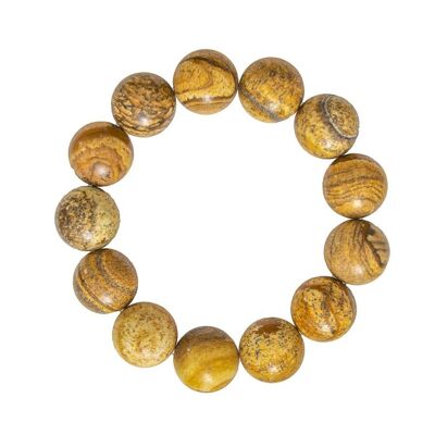 Bracciale Jasper landscape - Pietre a sfera 14mm - 20 cm - Chiusura in argento