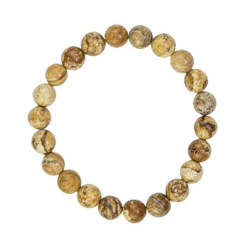 Bracelet Jaspe paysage - Pierres boules 8mm - 18 cm- Fermoir or 2