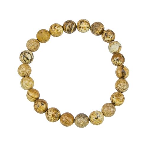 Bracelet Jaspe paysage - Pierres boules 8mm - 18 cm- Sans fermoir